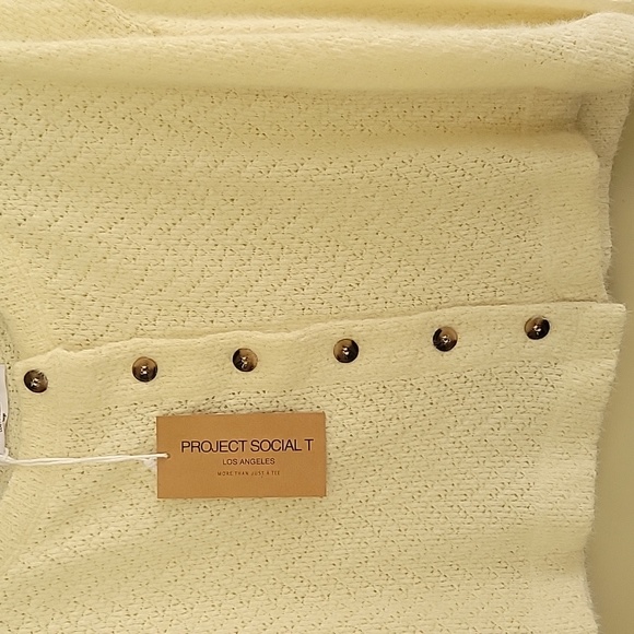 Project Social T Sweater Knit Cardigan Cropped Long Sleeve Button Down Oversized - Picture 3 of 6